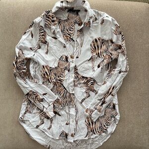 Jane and Delancey Zebra Print Women's Button Down Shirt